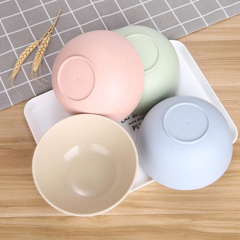 LuckyZone Unbreakable Cereal Bowls - 24 oz Reusable Wheat Straw Bowl Set of 4 - Dishwasher & Microwave Safe - Perfect for Cereal, Soup and Rice - BPA Free, Healthy & Eco-Friendly (4 Color) - Image 3